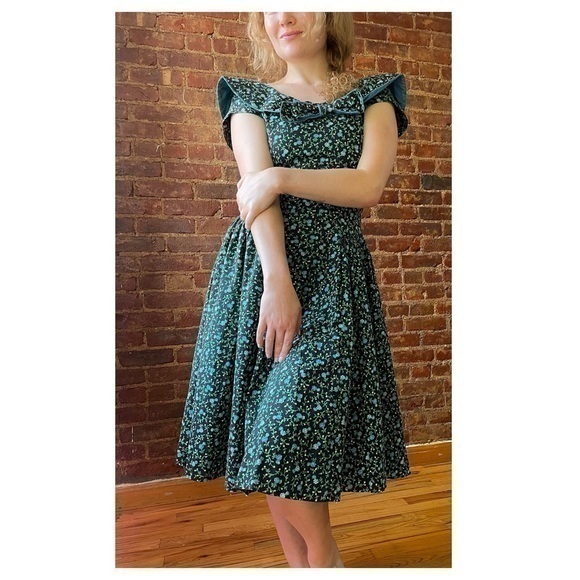 Vintage 1950s Handmade Fit & Flare Floral Dress